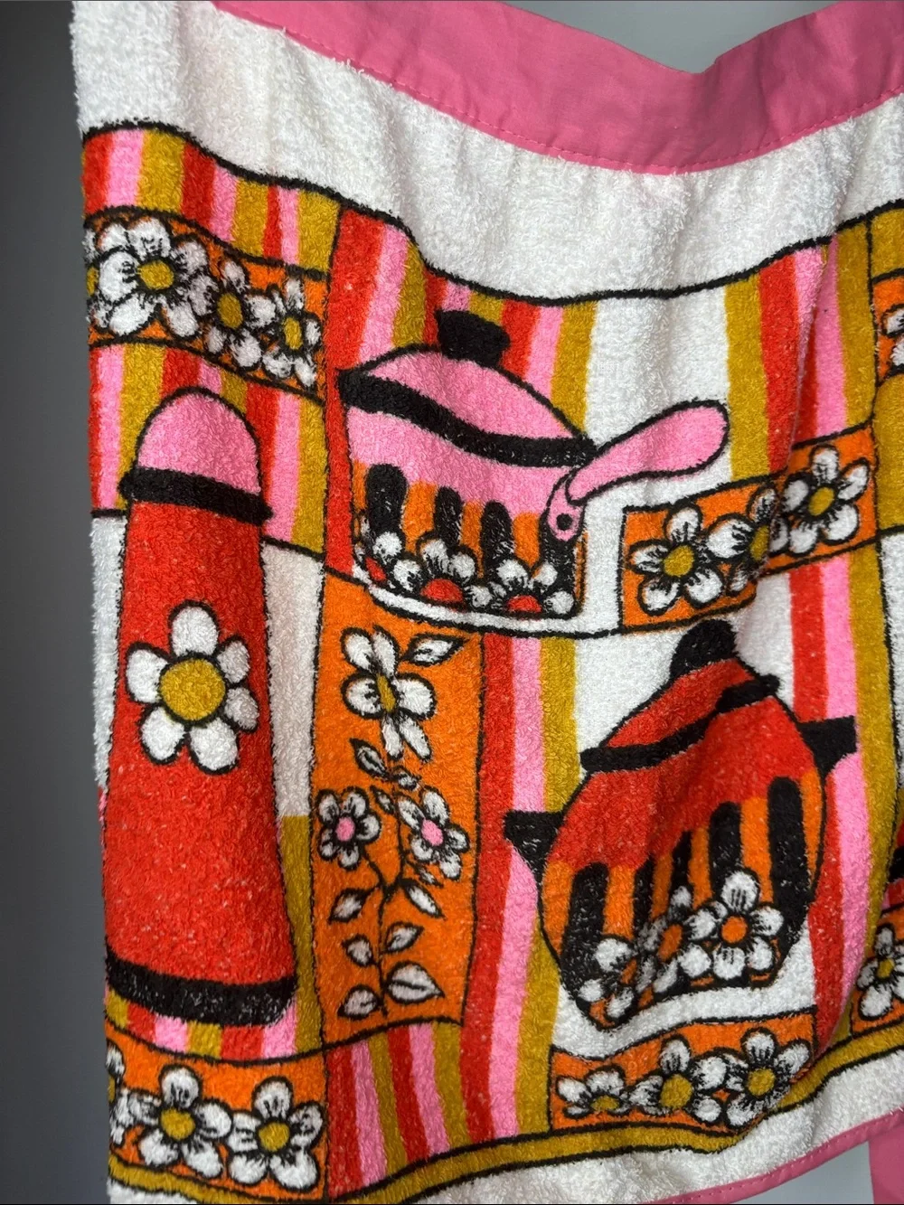 MCM Terry Cloth Half Apron - 1960s 1970s - Mid Century Kitchen - Made In USA
